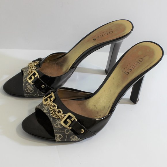 GUESS  by Marciano Brown Monogram Sandal Heel - Picture 1 of 7